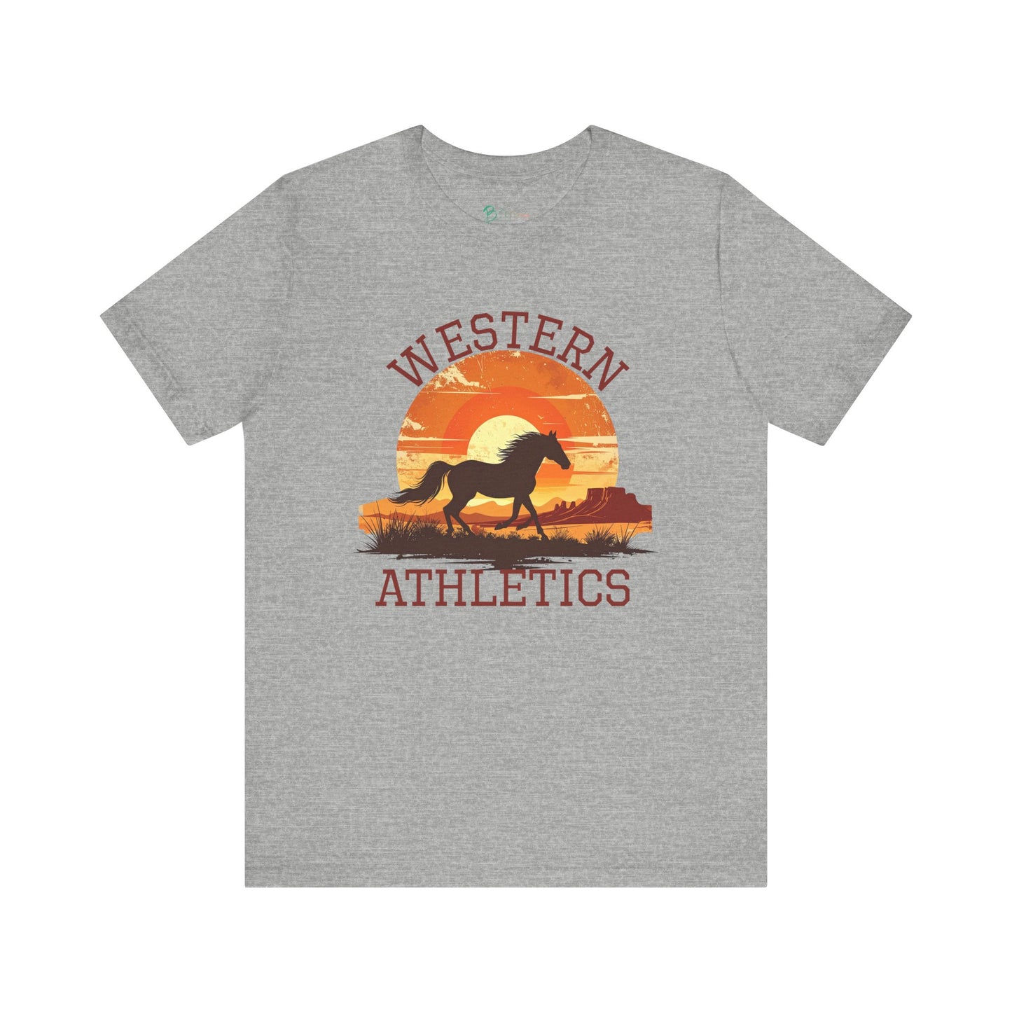 Western Athletics Horse Graphic Tee | Vintage Cowboy Sunset Shirt | Casual Unisex Equestrian T-Shirt