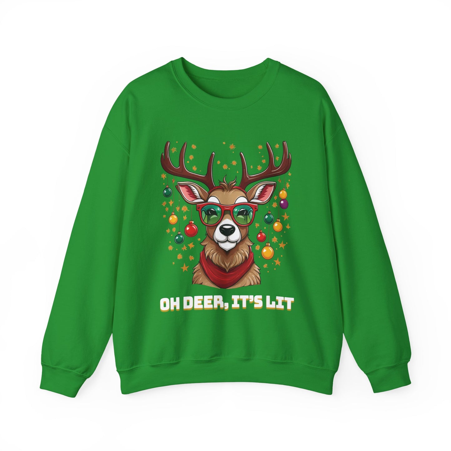 Bruntee Oh Deer, It’s Lit Christmas Sweatshirt – Funny Holiday Crewneck, Cozy Winter Gift, Festive Reindeer Sweater for Men & Women