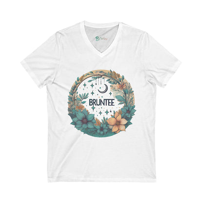 Bruntee Botanical V-Neck Tee – Women’s Floral Graphic Shirt, Casual Nature-Inspired Top, Gift for Her