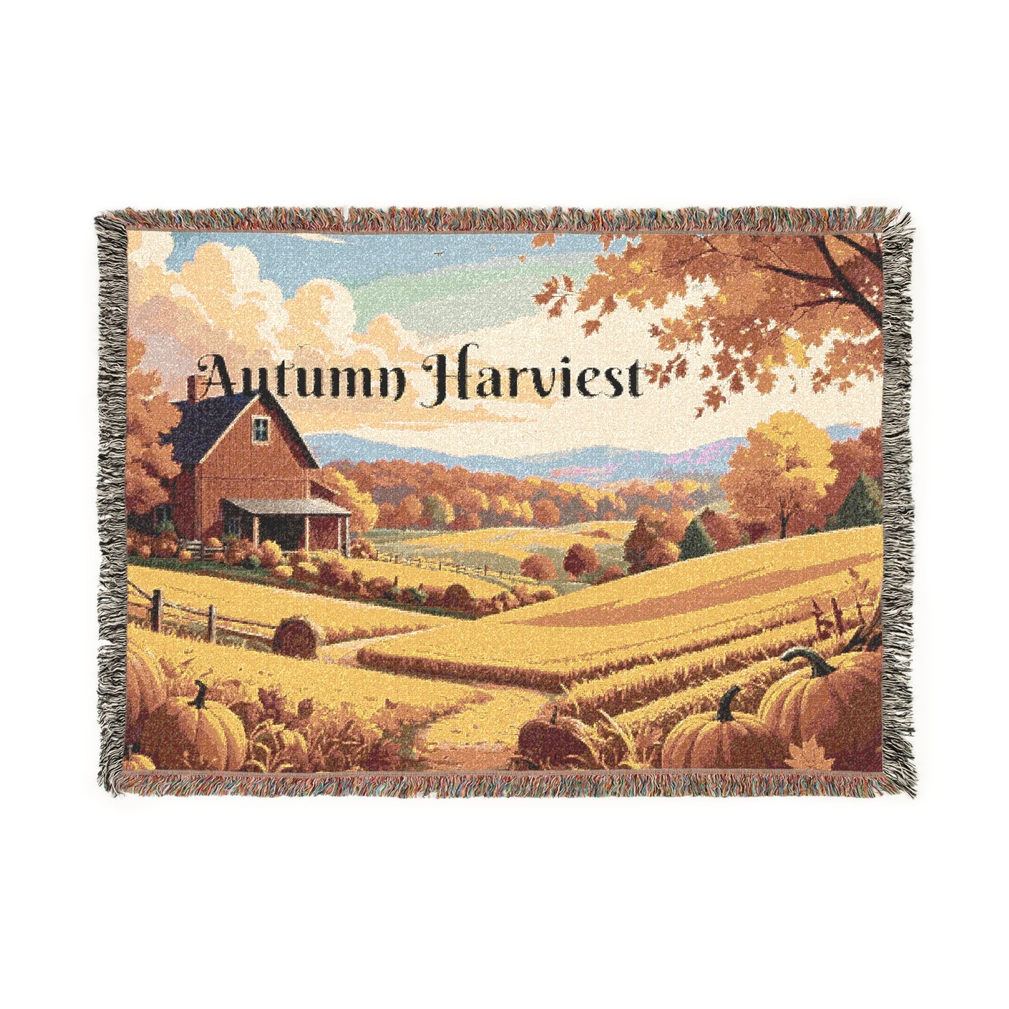 Harvest Season Woven Blanket – Cozy Autumn Throw, Rustic Fall Décor