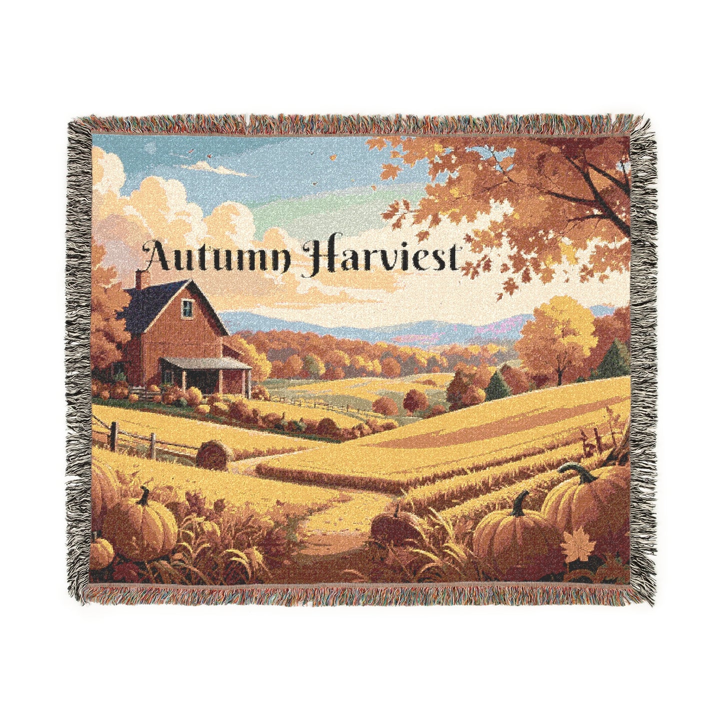 Harvest Season Woven Blanket – Cozy Autumn Throw, Rustic Fall Décor
