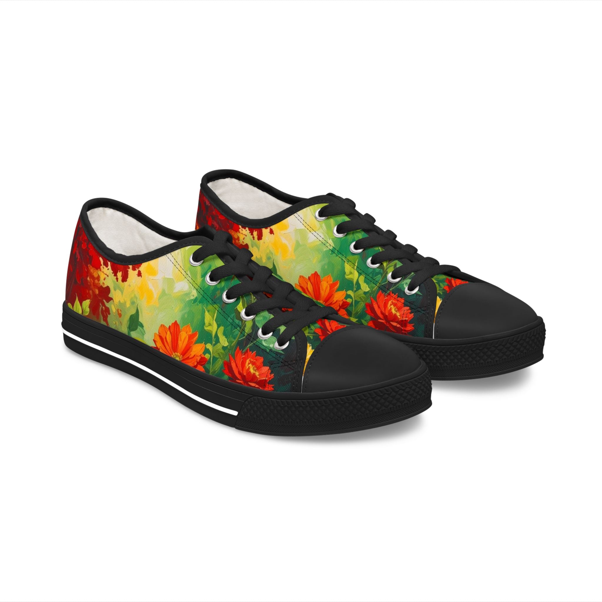 Vibrant Floral Women’s Low Top Sneakers | Colorful Casual Shoes, Comfortable Everyday Footwear & Unique Gift for Her