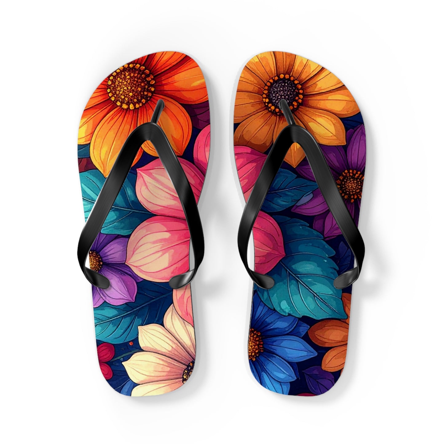 Vibrant Floral Flip Flops | Colorful Summer Sandals, Beachwear & Vacation Shoes