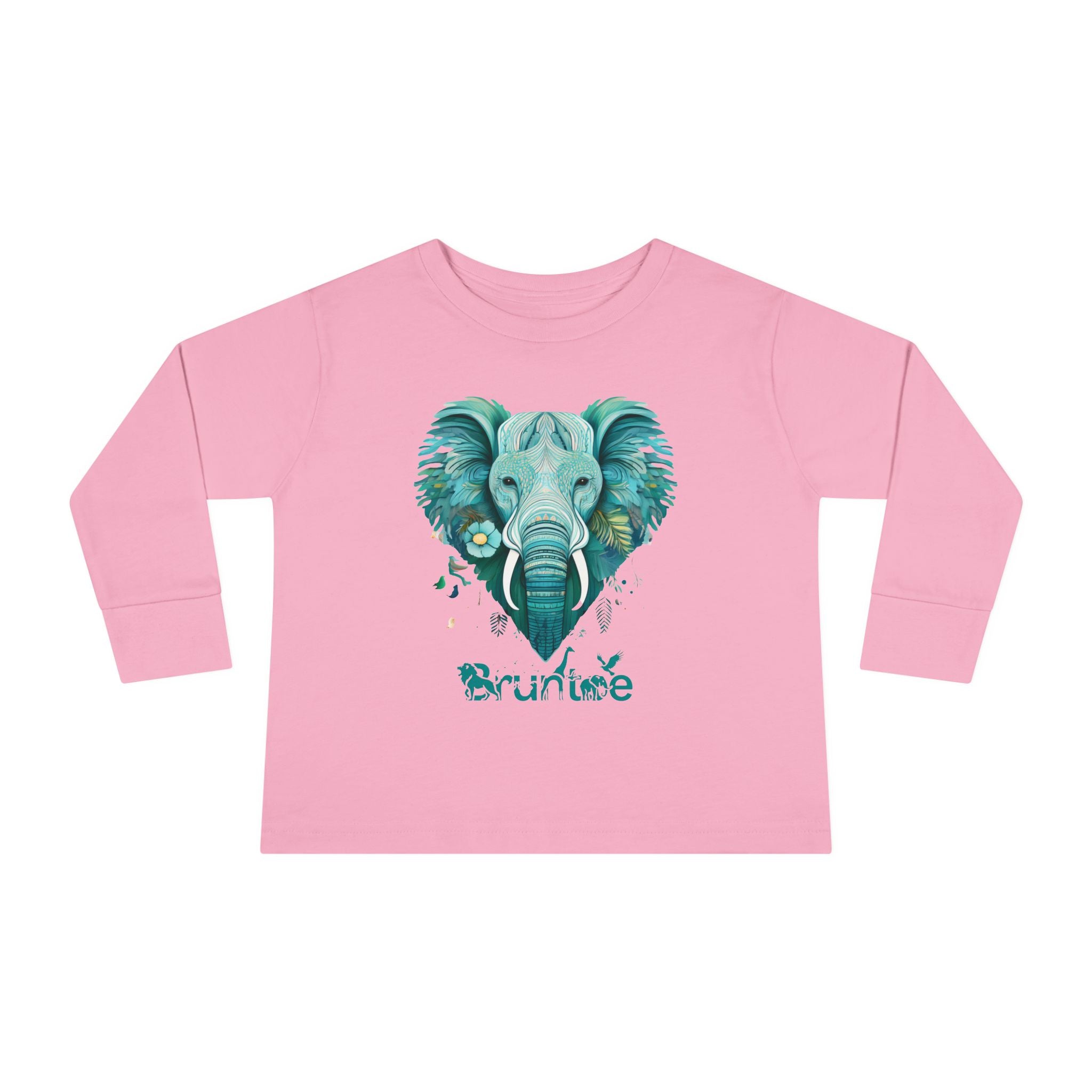 Toddler Elephant Heart Long Sleeve Tee – Cute Toddler Shirt, Kids Animal Top, Toddler Gift