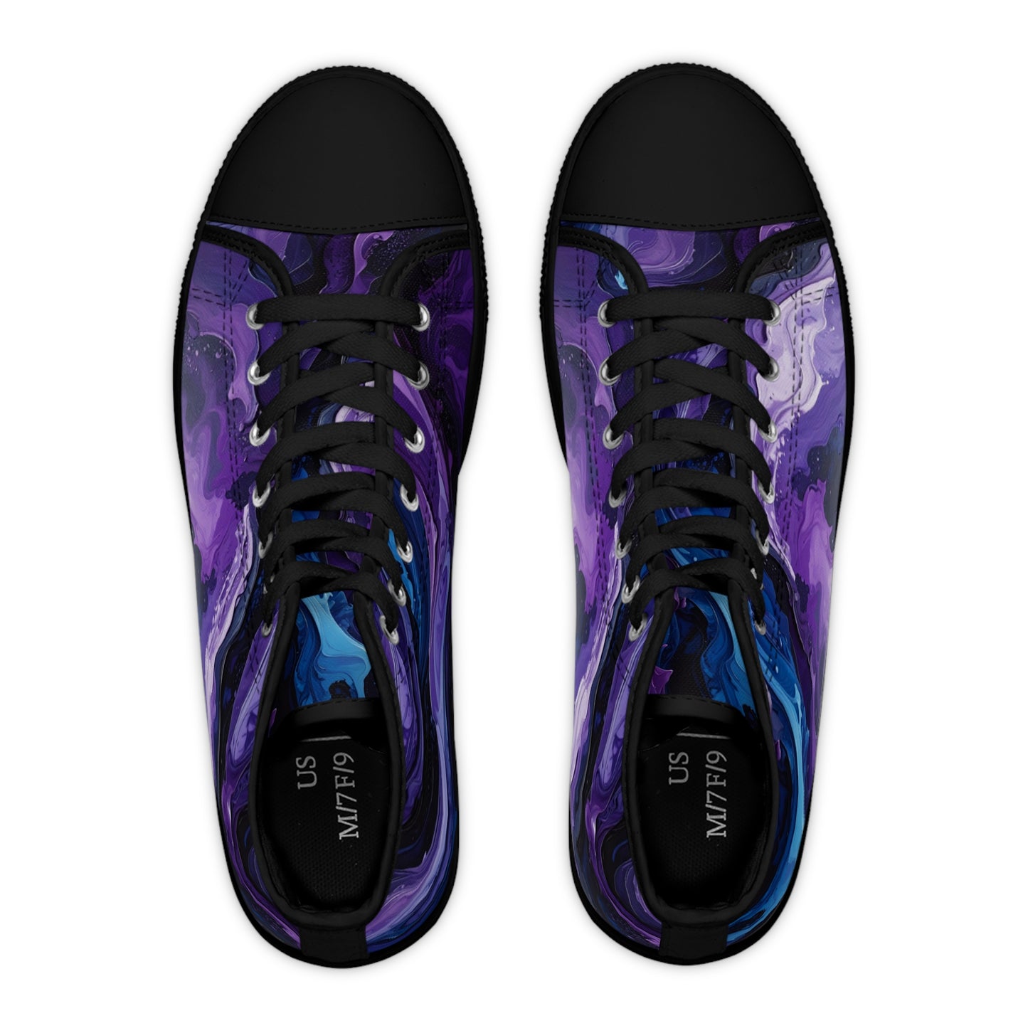 Bruntee Women’s High Top Sneakers - Abstract Purple & Dark Blue Design