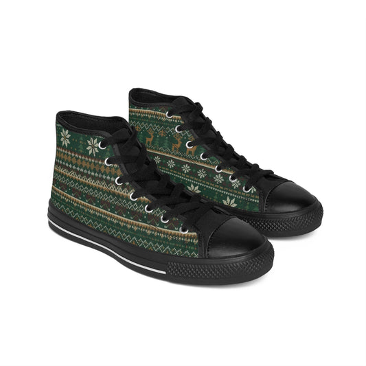 Bruntee Holiday Green Fair Isle High-Top Sneakers — Women’s Christmas Pattern