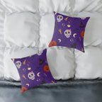 Halloween Throw Pillow – Spooky Skull & Pumpkin Decor, Festive Fall Cushion