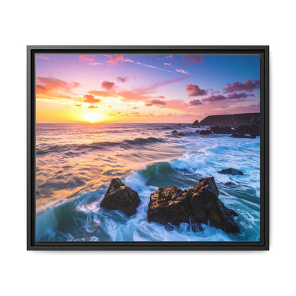 Framed Sunset Canvas Print – Ocean Wall Art, Coastal Home Décor, Beach House Gift, Nature Photography