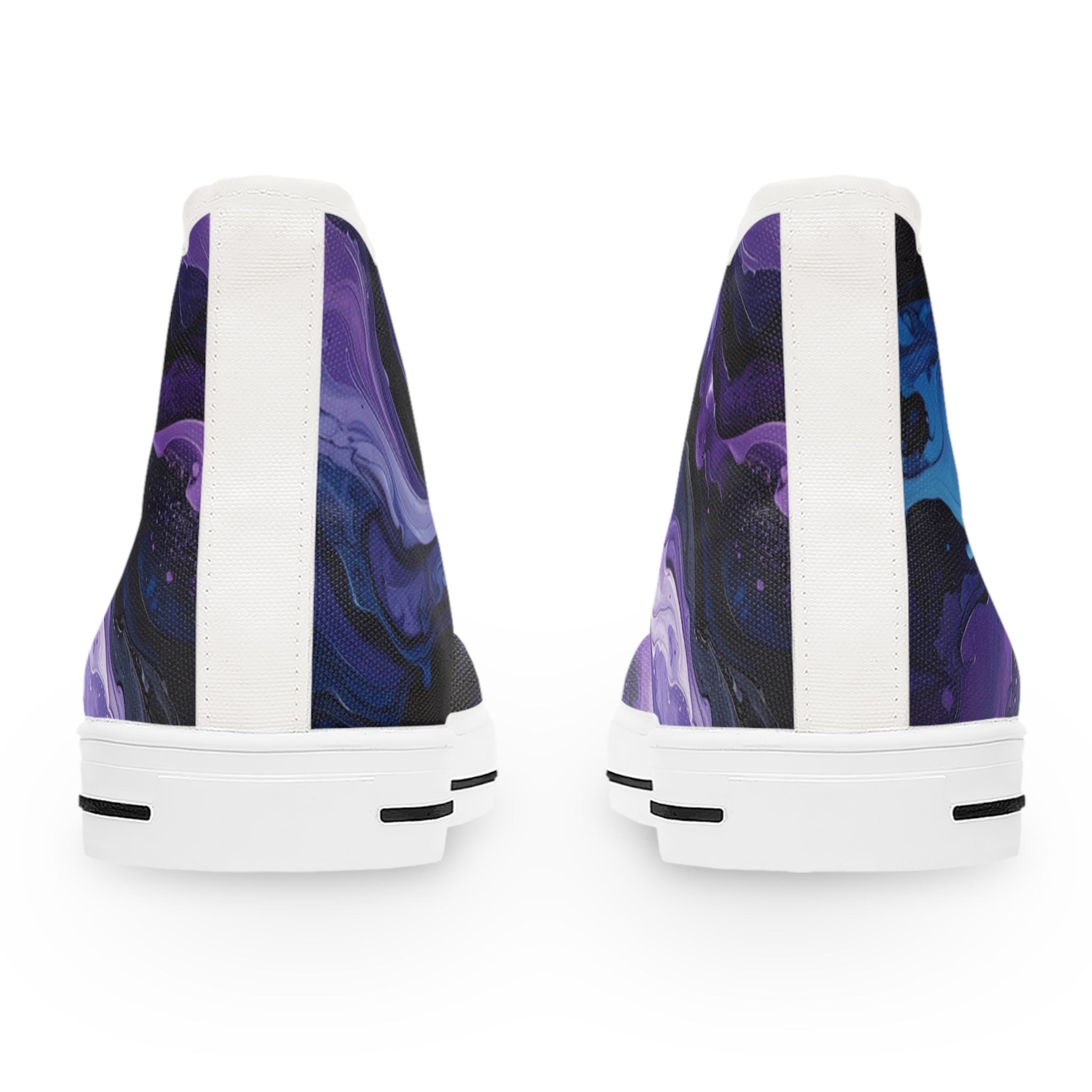 Women’s High Top Sneakers | Abstract Purple & Dark Blue Design, Stylish Casual Footwear & Trendy Streetwear Shoes