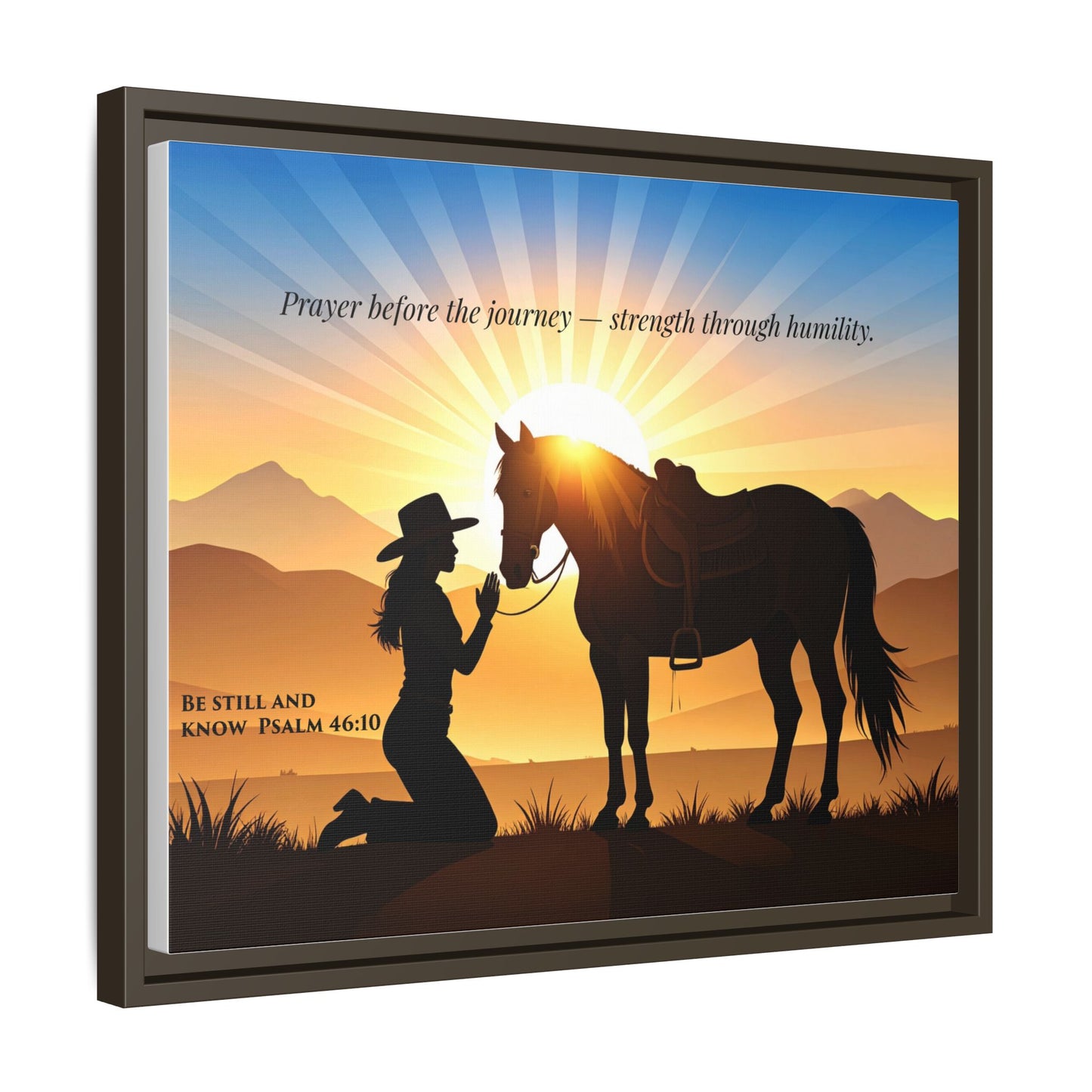 Horse Prayer Wall Art | Inspirational Framed Canvas, Christian Equestrian Decor, Cowgirl and Horse Artwork, Rustic Farmhouse Wall Art