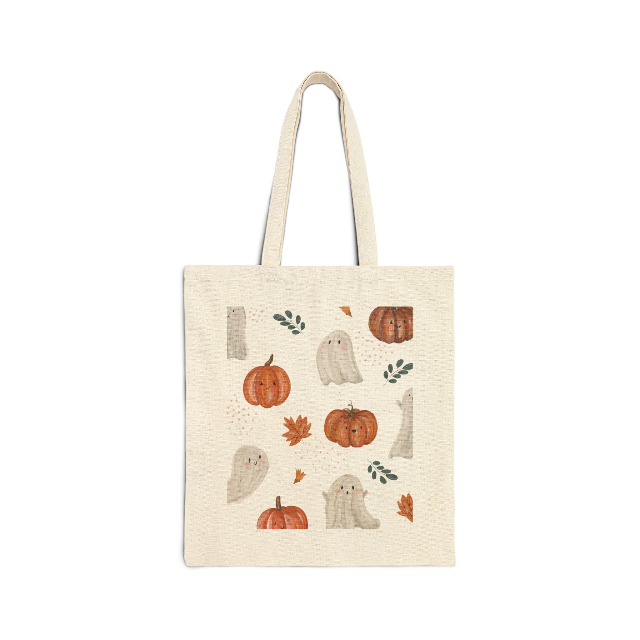 Halloween Pumpkin & Ghost Tote Bag – Eco-Friendly Fall Canvas Bag, Spooky Cute Reusable Tote