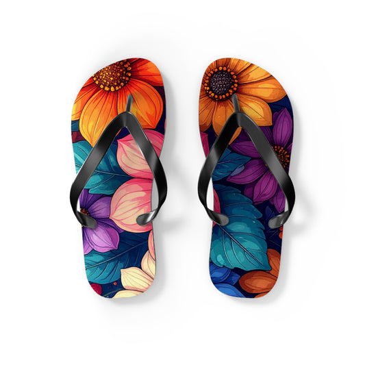 Vibrant Floral Flip Flops | Colorful Summer Sandals, Beachwear & Vacation Shoes