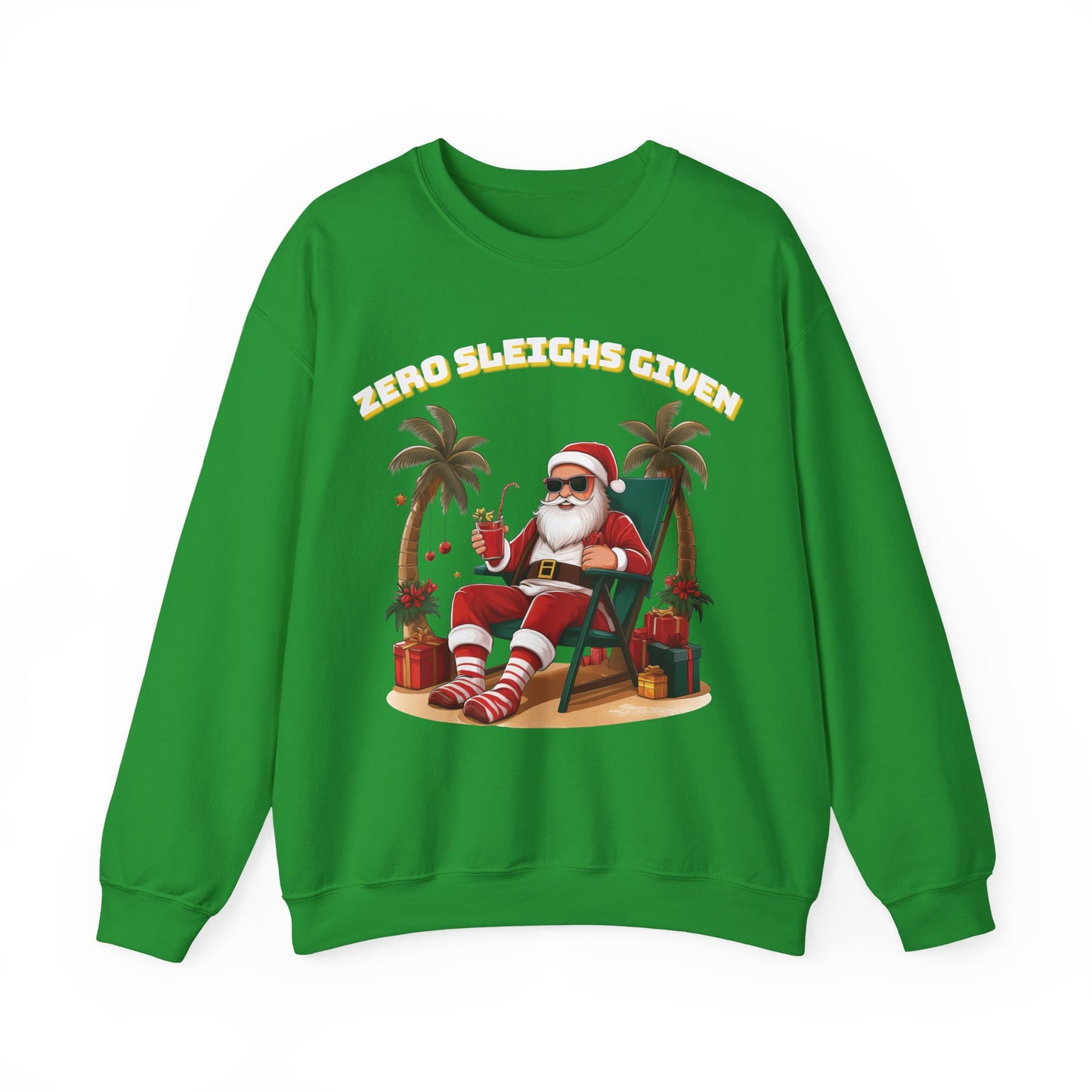 Bruntee “Zero Sleighs Given” Christmas Sweatshirt | Funny Holiday Sweater, Cozy Unisex Pullover, Gift for Dad or Friends, Festive Winter Apparel