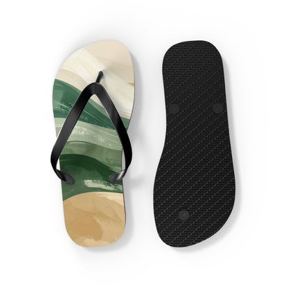 Boho Wave Flip Flops | Men’s Summer Sandals | Beach Vacation Footwear | Trendy Neutral Tones | Comfortable Casual Slides | Gift for Him