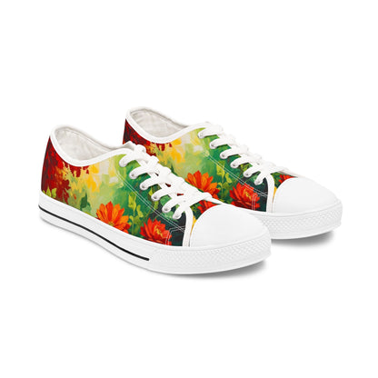 Bruntee Vibrant Floral Women’s Low Top Sneakers - Colorful Casual Shoes