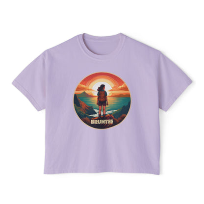 Women’s Boxy Sunset Tee – Casual Summer T-Shirt, Relaxed Fit, Gift for Nature Lovers