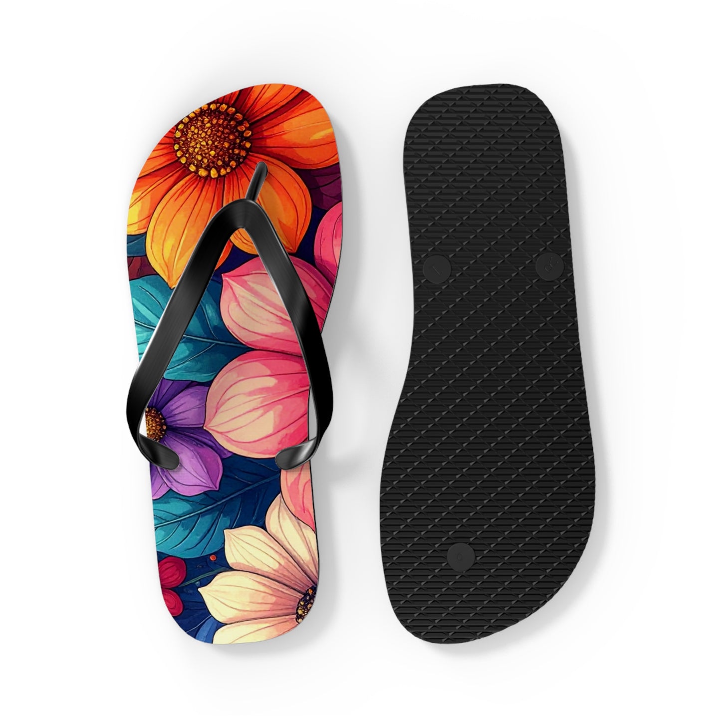 Vibrant Floral Flip Flops | Colorful Summer Sandals, Beachwear & Vacation Shoes