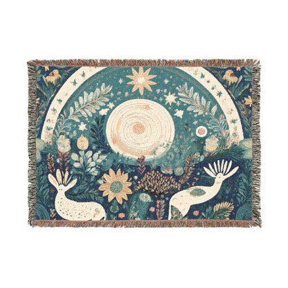 Bruntee Nature-Inspired Woven Blanket – Boho Throw for Home Decor, Cozy Cotton Blanket, Unique Gift for Nature Lovers