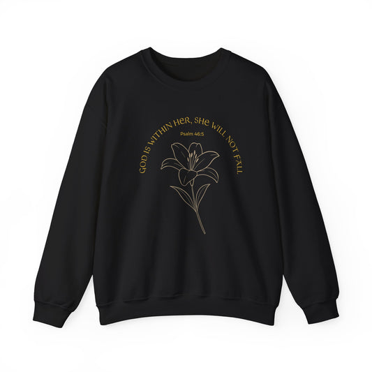 Inspirational Floral Crewneck Sweatshirt | “God Is Within Her” Scripture Sweater, Faith-Based Gift for Women, Cozy Empowerment Apparel