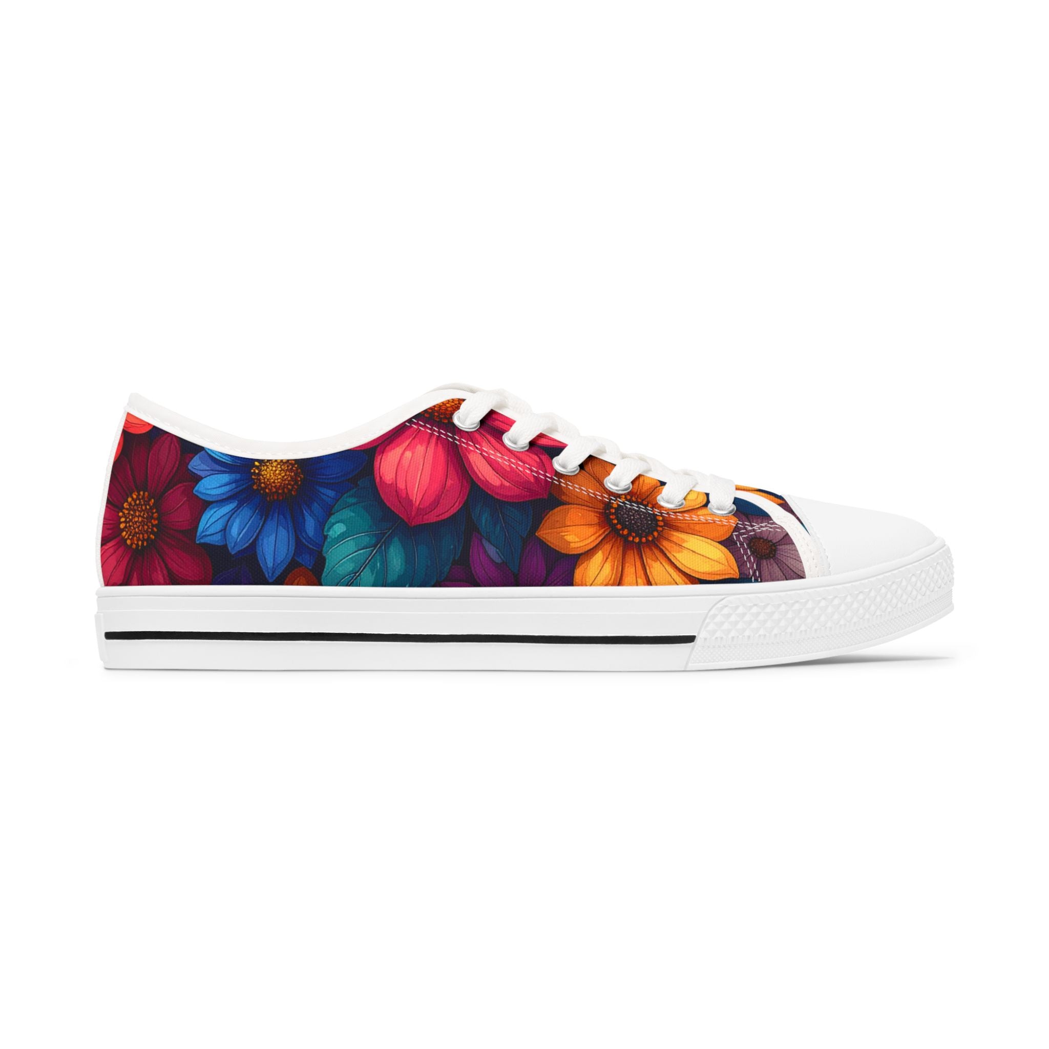 Vibrant Floral Women's Sneakers - Colorful Low Tops for Casual & Festival Wear