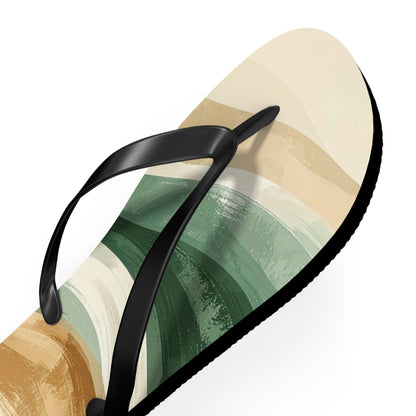 Boho Wave Flip Flops | Men’s Summer Sandals | Beach Vacation Footwear | Trendy Neutral Tones | Comfortable Casual Slides | Gift for Him