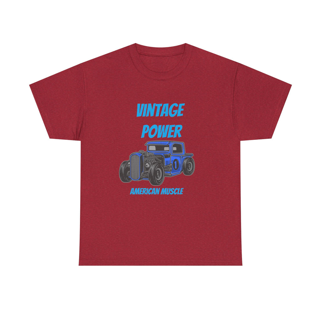 Vintage Power Muscle Car T-Shirt – Heavy Cotton Tee, Classic Car Graphic Shirt, Retro Auto Apparel