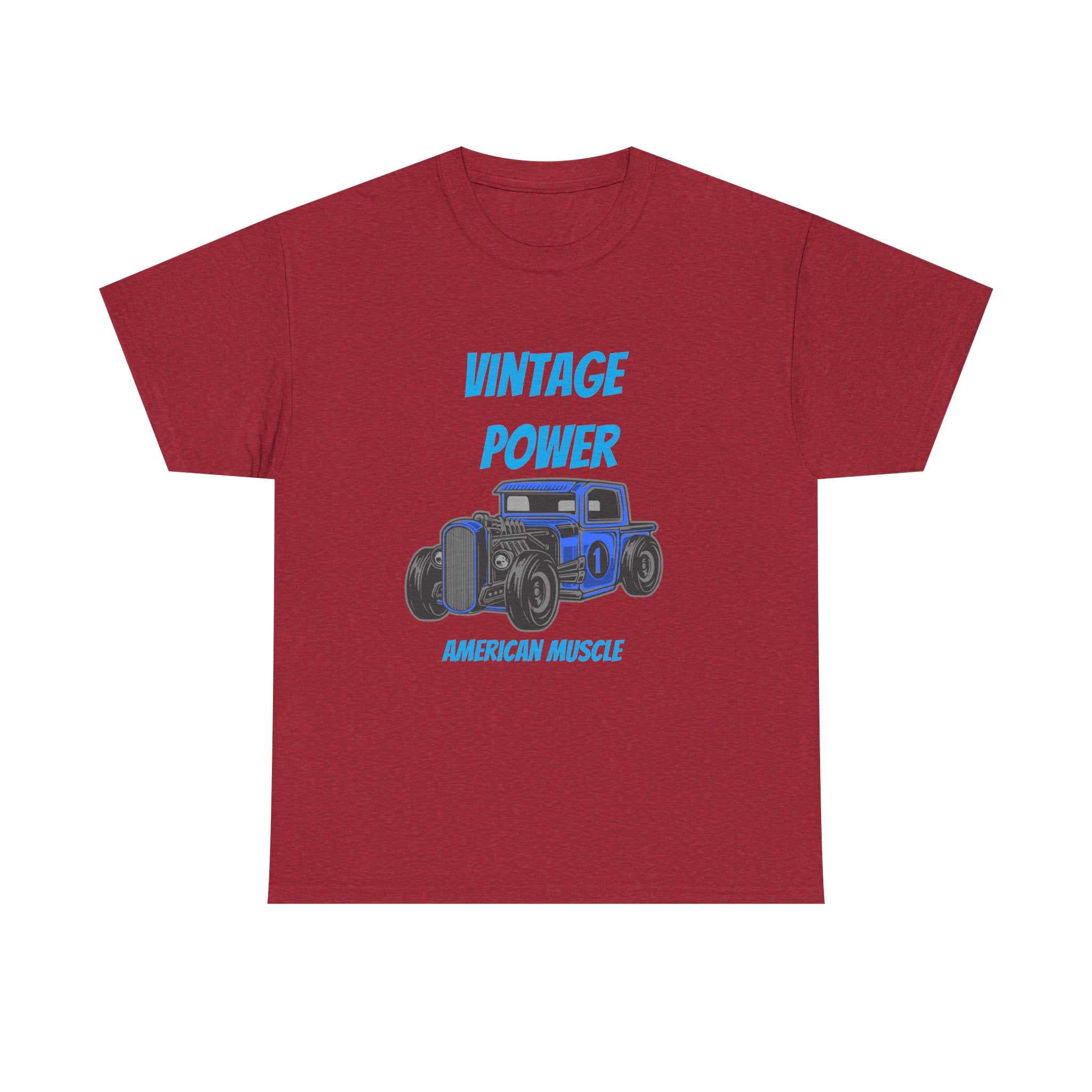 Vintage Power Muscle Car T-Shirt – Heavy Cotton Tee, Classic Car Graphic Shirt, Retro Auto Apparel
