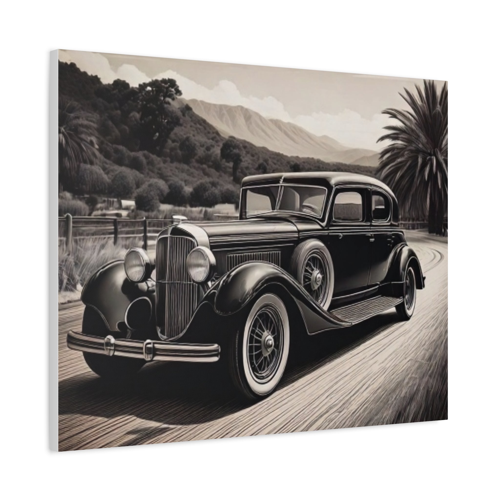 Vintage Car Canvas Wall Art – Classic Automobile Decor, Retro Matte Print for Car Enthusiasts