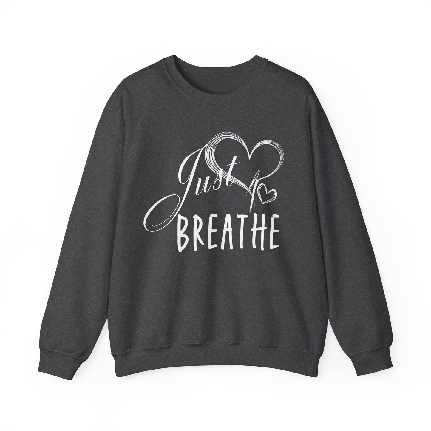 Just Breathe Women’s Crewneck Sweatshirt, Cozy Inspirational Pullover by Bruntee, Mindfulness & Self-Care Apparel, Relaxation Gift for Her