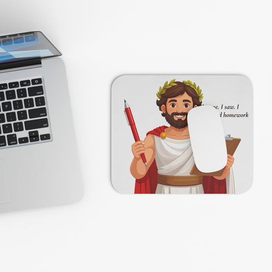 Funny Homework Mouse Pad | Teacher Appreciation Gift | Student Desk Accessory | Roman Inspired Office Decor | Motivational Study Supplies
