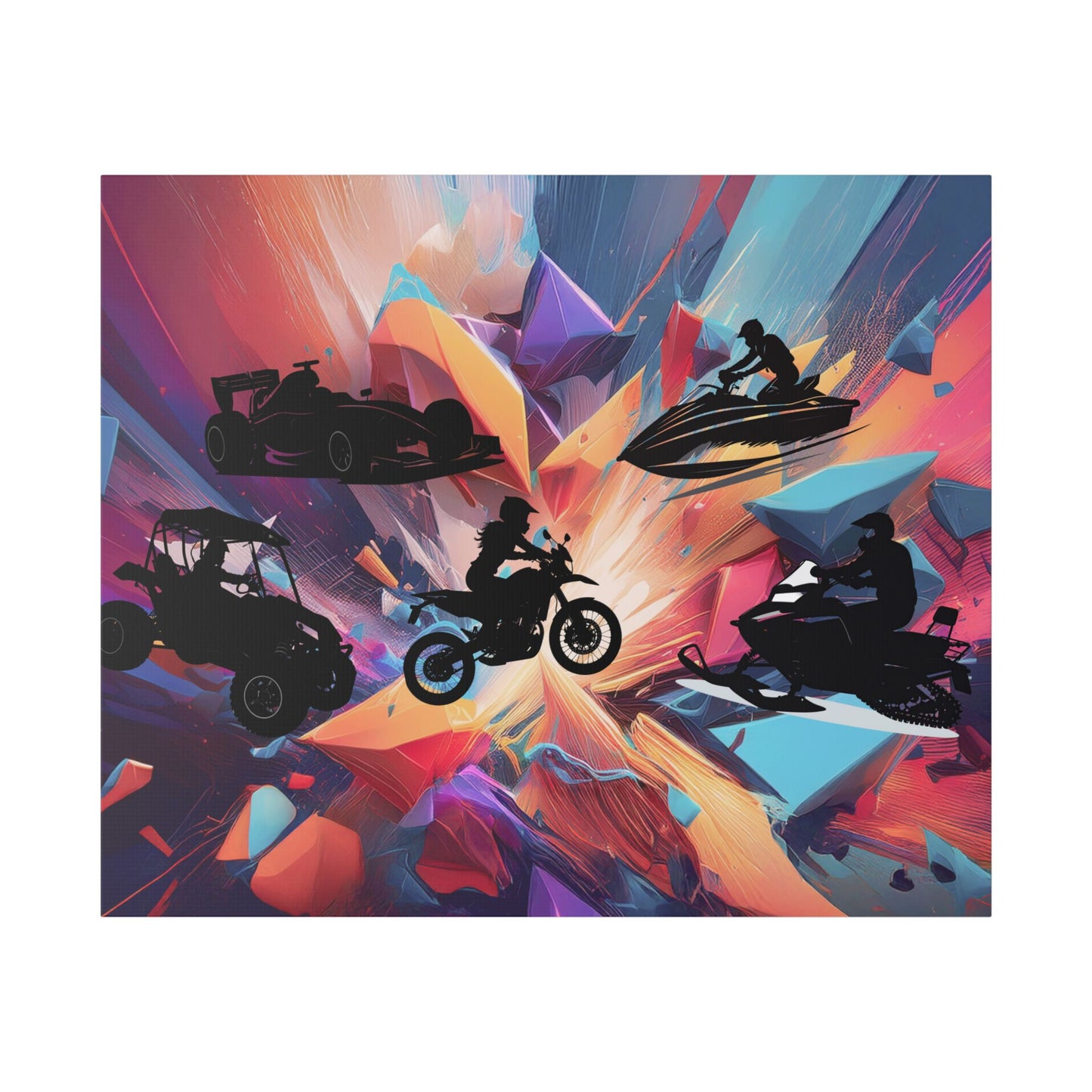 Dynamic Motorized Adventure Canvas Art | Motorsports Wall Decor, Off-Road Vehicle Artwork, Racing Enthusiast Gift, Modern Garage Art