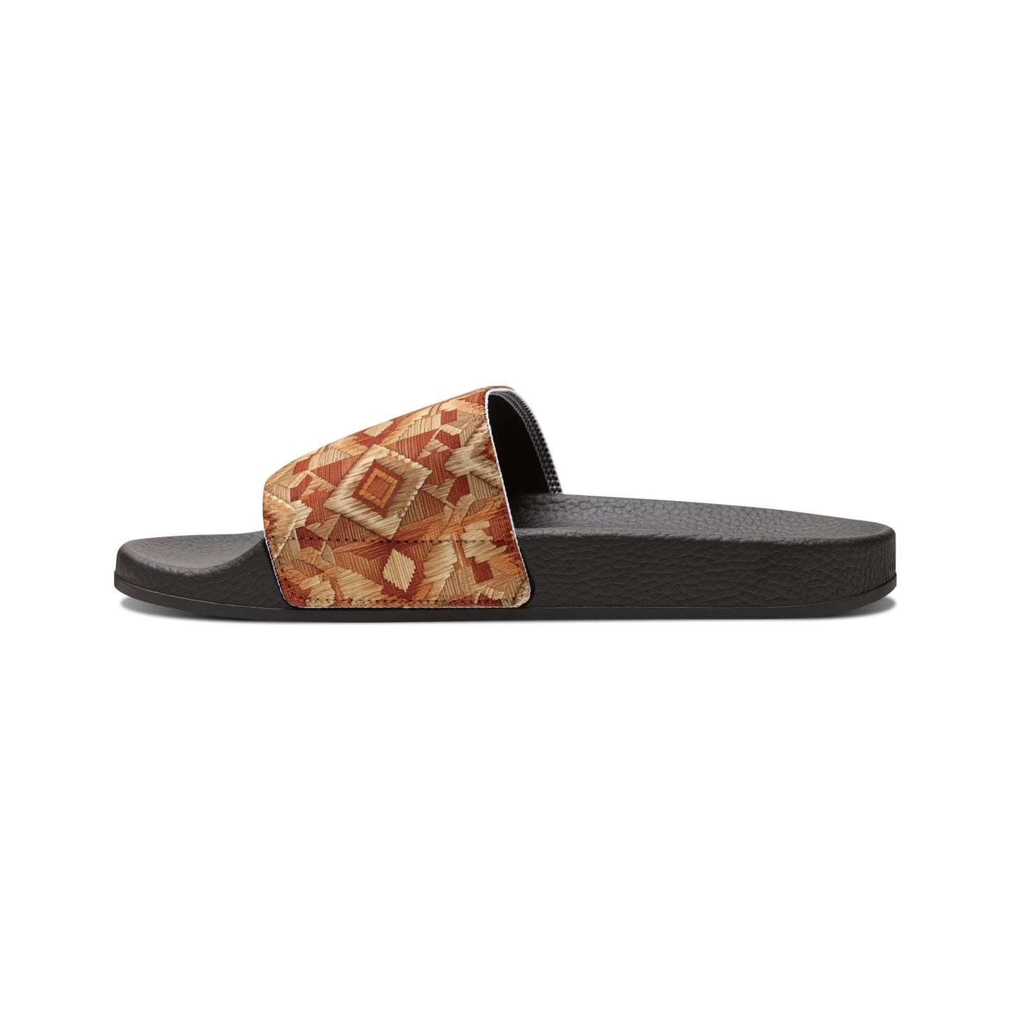 Geometric Rustic Women’s Sandals | Removable-Strap Summer Slides, Comfortable Vacation Footwear, Boho Chic Casual Shoes