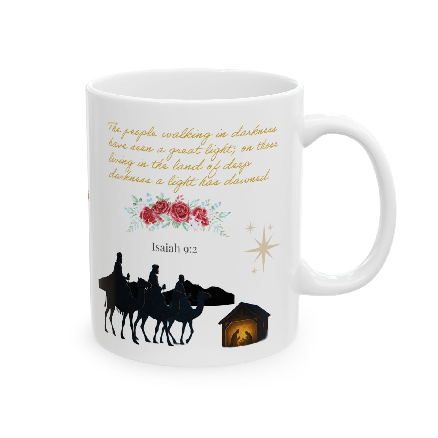 Christmas Faith Mug | “Isaiah 9:2” Inspirational Ceramic Coffee Cup, Religious Holiday Gift, Christian Home Drinkware, Nativity Scene Mug