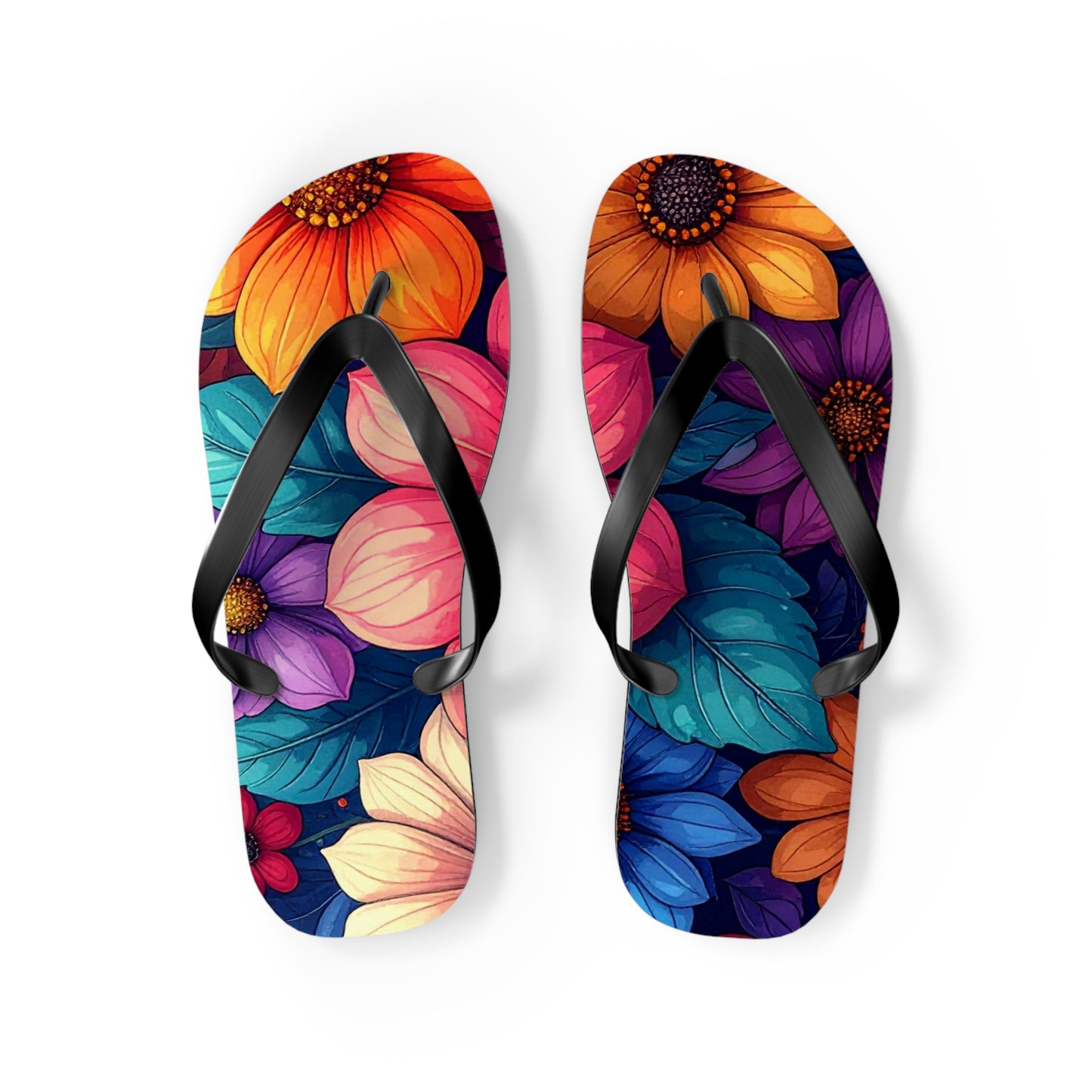 Vibrant Floral Flip Flops | Colorful Summer Sandals, Beachwear & Vacation Shoes