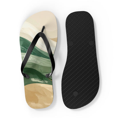 Boho Wave Flip Flops | Men’s Summer Sandals | Beach Vacation Footwear | Trendy Neutral Tones | Comfortable Casual Slides | Gift for Him