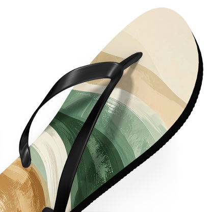 Boho Wave Flip Flops | Men’s Summer Sandals | Beach Vacation Footwear | Trendy Neutral Tones | Comfortable Casual Slides | Gift for Him