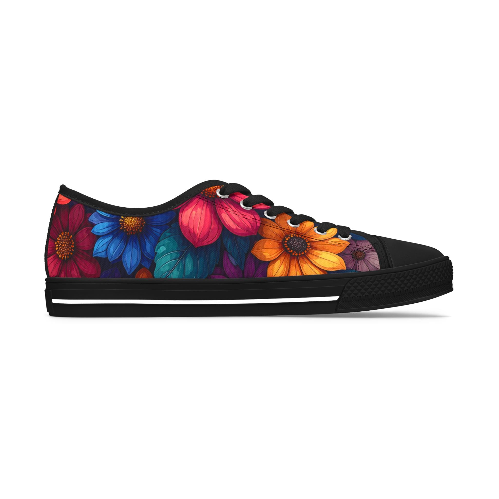 Vibrant Floral Women's Sneakers - Colorful Low Tops for Casual & Festival Wear