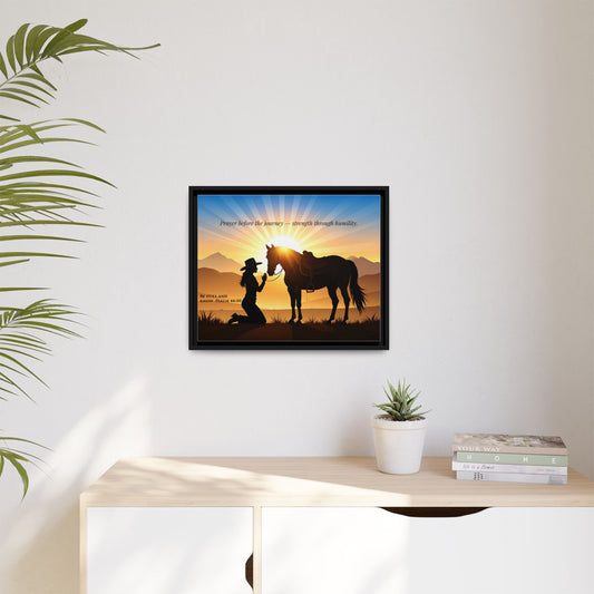 Horse Prayer Wall Art | Inspirational Framed Canvas, Christian Equestrian Decor, Cowgirl and Horse Artwork, Rustic Farmhouse Wall Art