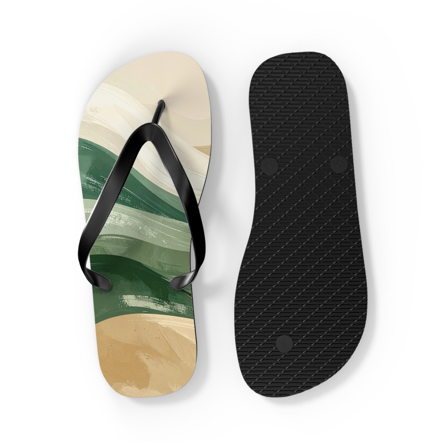 Boho Wave Flip Flops | Men’s Summer Sandals | Beach Vacation Footwear | Trendy Neutral Tones | Comfortable Casual Slides | Gift for Him