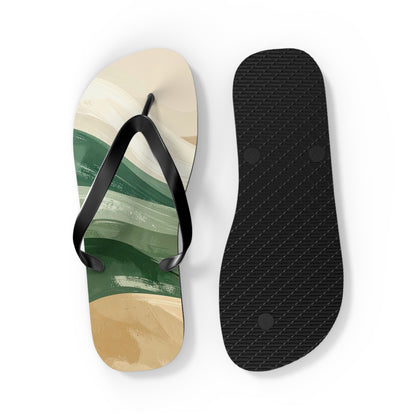 Boho Wave Flip Flops | Men’s Summer Sandals | Beach Vacation Footwear | Trendy Neutral Tones | Comfortable Casual Slides | Gift for Him