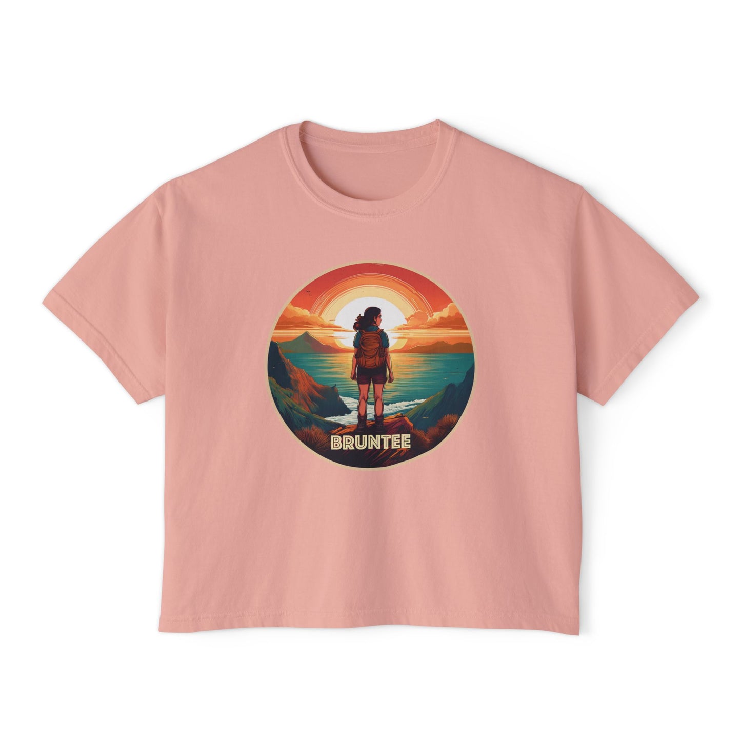 Women’s Boxy Sunset Tee – Casual Summer T-Shirt, Relaxed Fit, Gift for Nature Lovers