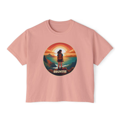 Women’s Boxy Sunset Tee – Casual Summer T-Shirt, Relaxed Fit, Gift for Nature Lovers