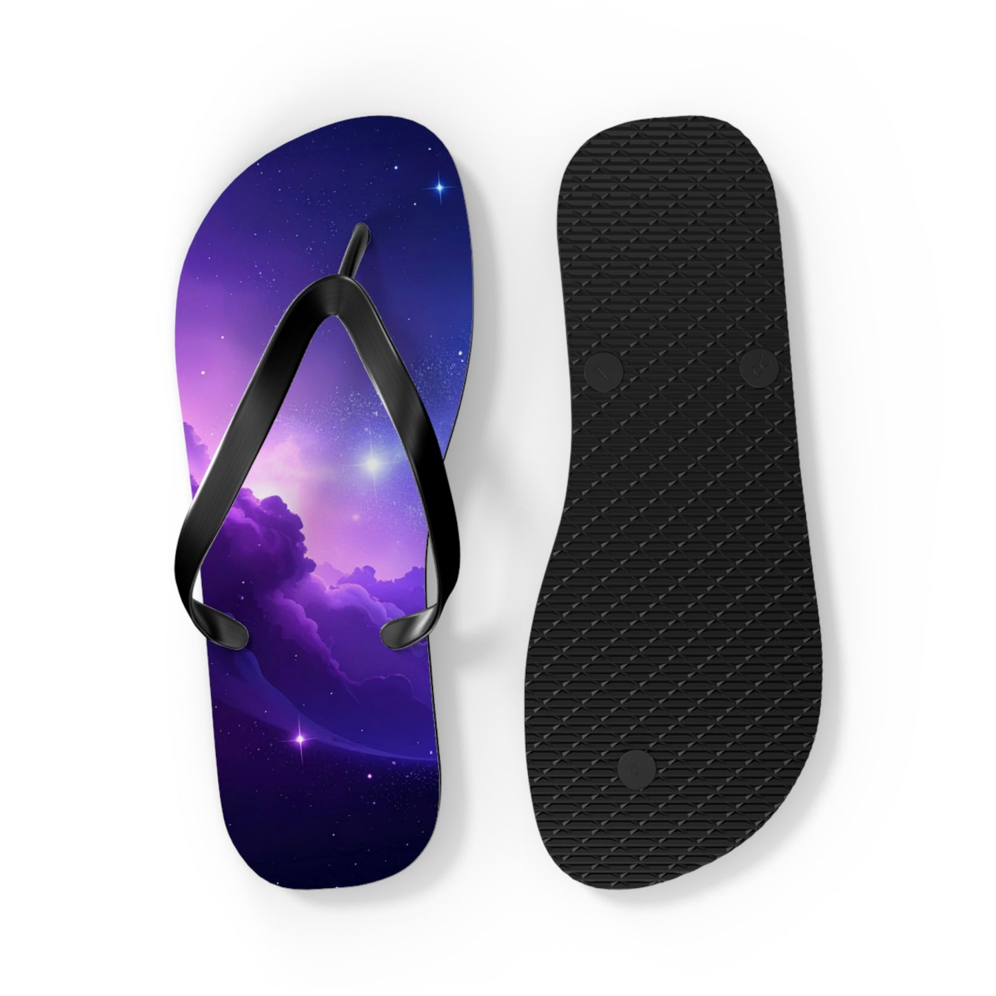Galaxy Print Flip Flops | Cosmic Summer Sandals | Space-Themed Beach Footwear | Trendy Vacation Slides | Celestial Gift for Him or Her