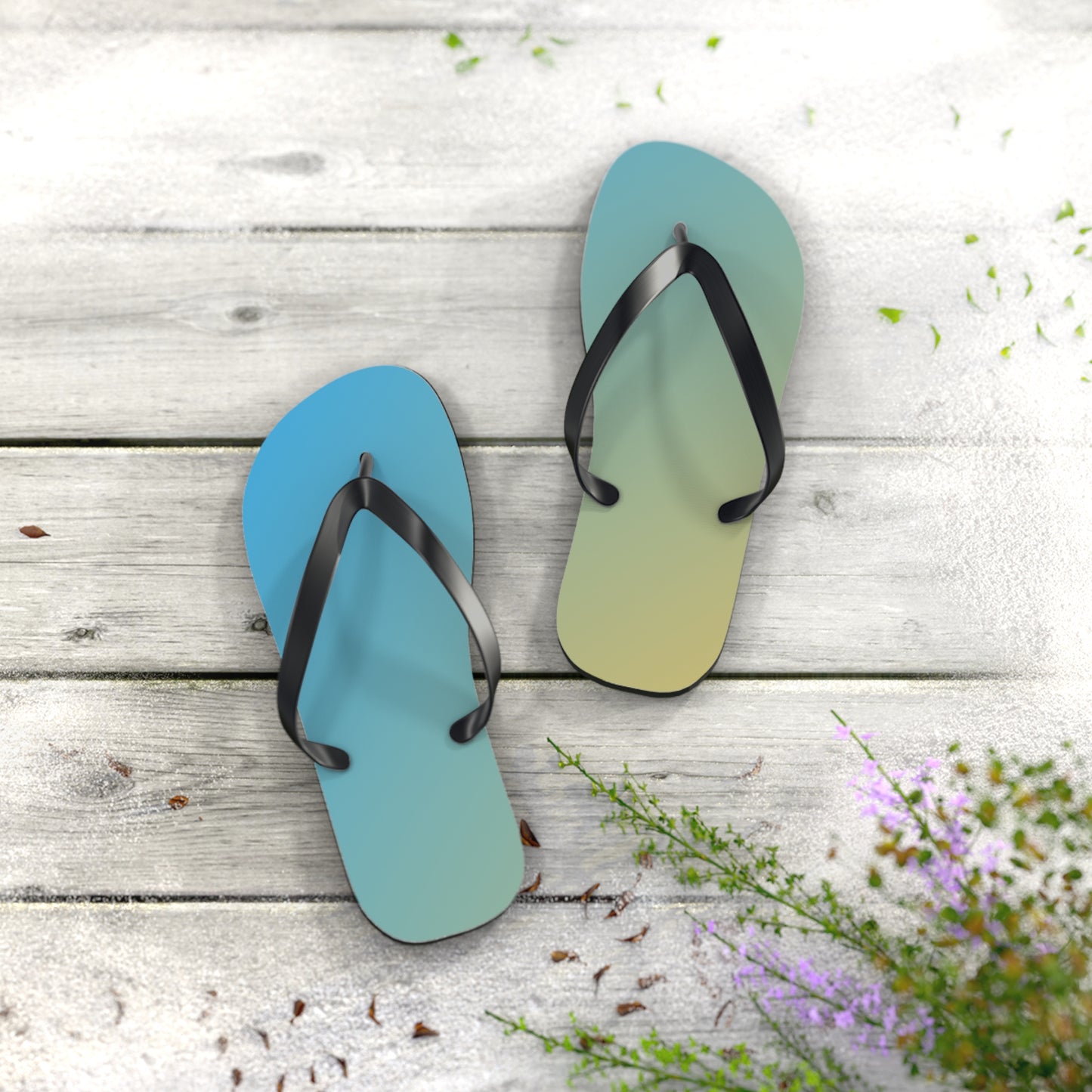 Vibrant Coastal Flip Flops | Blue-Sand Gradient Summer Sandals | Beach & Pool Footwear | Lightweight Vacation Slides | Gift for Beach Lovers