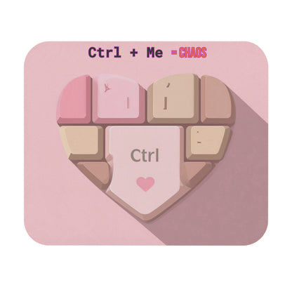 Ctrl + Me = Chaos Mouse Pad | Cute Heart Keyboard Design | Pink Office Decor | Funny Gamer Gift | Valentine’s Desk Accessory