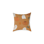 Halloween Pumpkin & Ghost Throw Pillow – Fall Decorative Cushion, Cozy Autumn Home Accent
