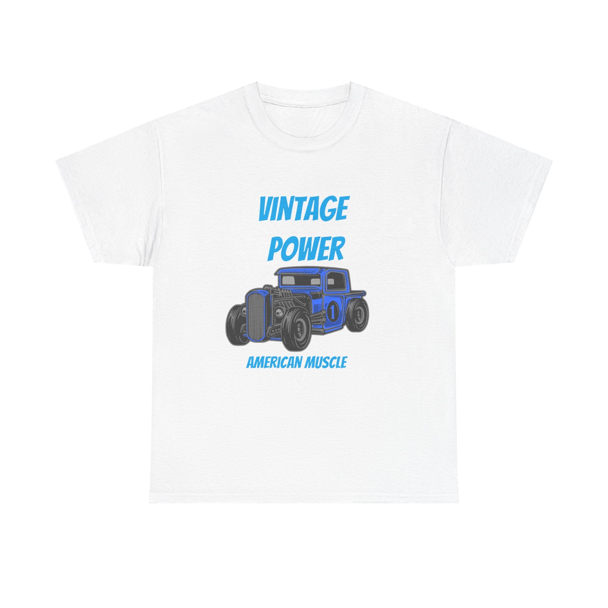 Vintage Power Muscle Car T-Shirt – Heavy Cotton Tee, Classic Car Graphic Shirt, Retro Auto Apparel