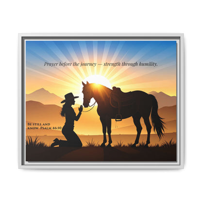 Horse Prayer Wall Art | Inspirational Framed Canvas, Christian Equestrian Decor, Cowgirl and Horse Artwork, Rustic Farmhouse Wall Art