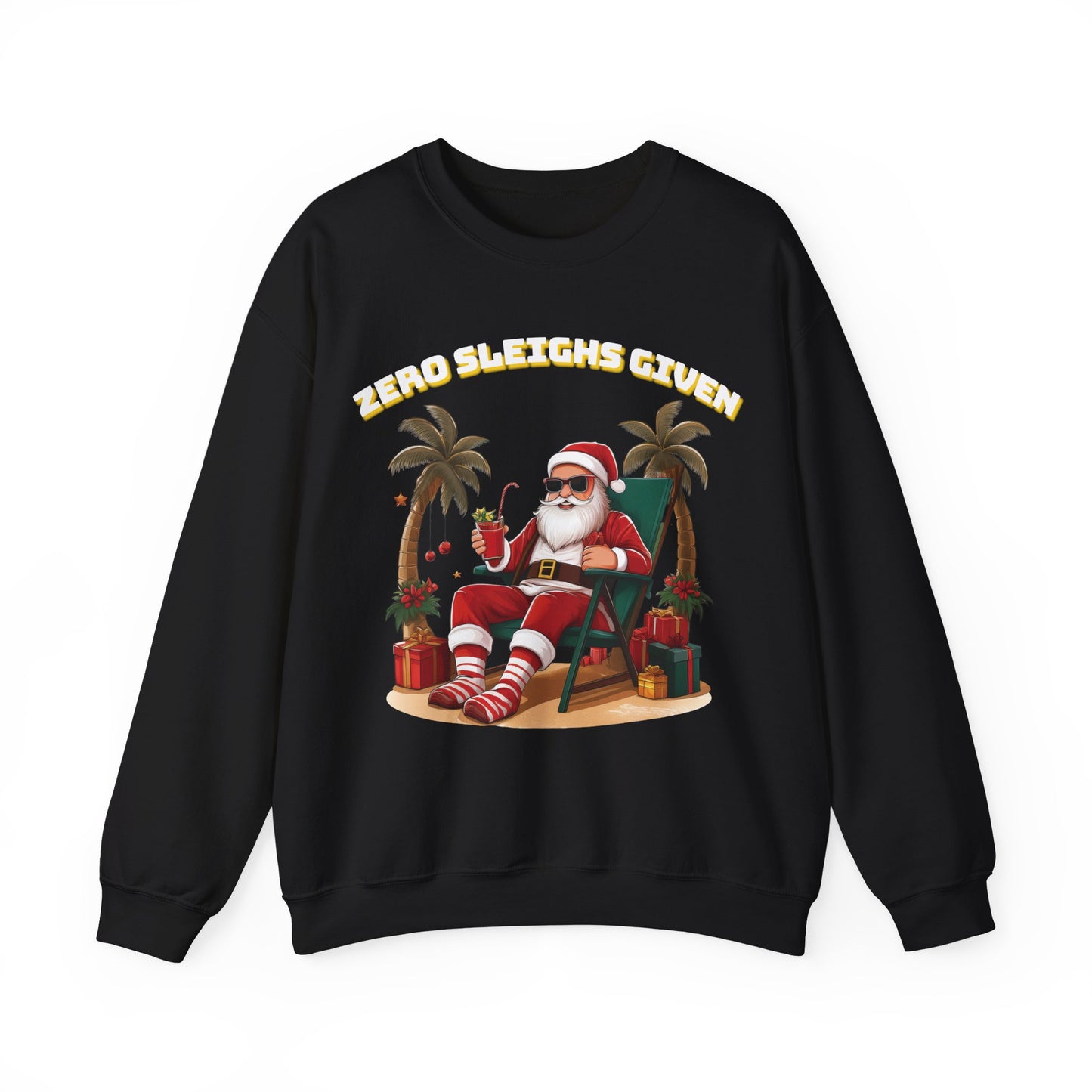 Bruntee “Zero Sleighs Given” Christmas Sweatshirt | Funny Holiday Sweater, Cozy Unisex Pullover, Gift for Dad or Friends, Festive Winter Apparel