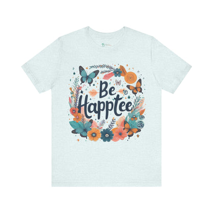 Bruntee “Be Happtee” Floral Tee – Women’s Inspirational Graphic Shirt, Casual Summer Top, Gift for Her